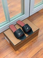 Loro Piana Womens Woven Stripe Cowhide Loafers Sandals Black - 3