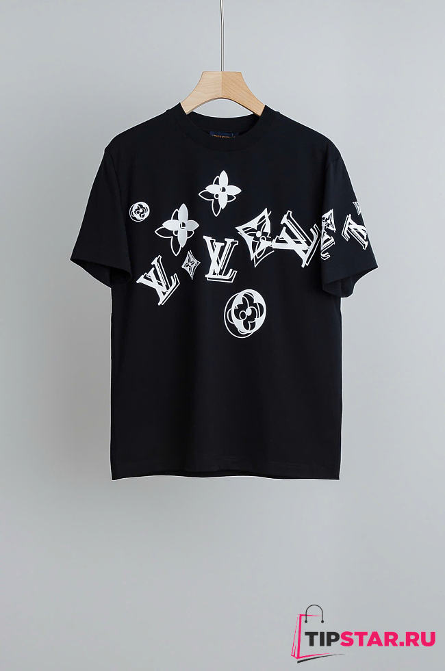 Louis Vuitton Short-Sleeve Crewneck T-Shirt Black - 1