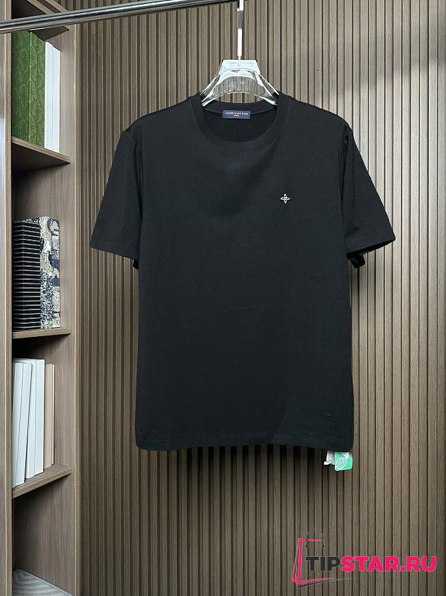 Louis Vuitton Embroidered Logo T-Shirt Black - 1