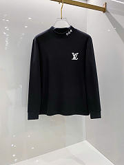 Louis Vuitton Embroidered Logo Long-Sleeve T-Shirt Black - 1