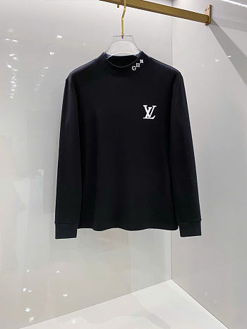 Louis Vuitton Embroidered Logo Long-Sleeve T-Shirt Black