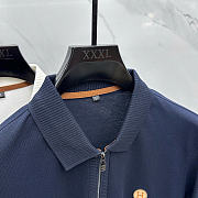 Hermès Men’s Long-Sleeve Zip Polo Navy Blue - 2