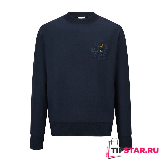 Loewe Crew Necks for Men Dark Blue - 1