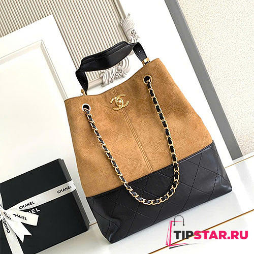 Chanel 25A Suede & Calfskin Vertical Tote Brown - 1