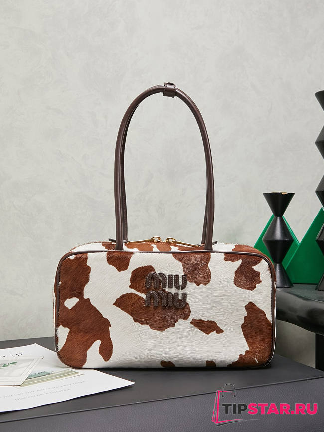 Miumiu Beau Medium calf hair shoulder bag White/Burnt Sienna - 1