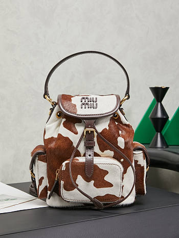 Miumiu Printed leather backpack White/Burnt Sienna