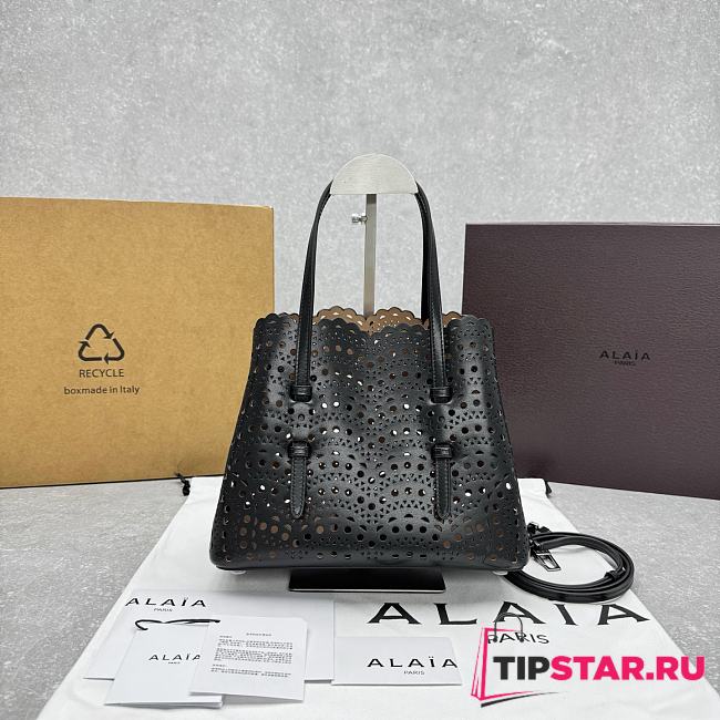 Alaia Mina 25 laser-cut leather tote black - 1