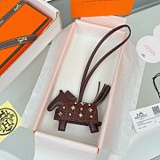 Hermes Rodeo Robeo Coeur Pony Bag Keychain Brown Silver - 1