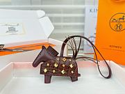 Hermes Rodeo Robeo Coeur Pony Bag Keychain Brown Gold - 1