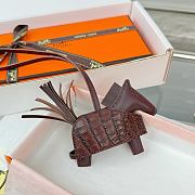 Hermes Rodeo Robeo Coeur Pony Bag Keychain Brown Gold - 6
