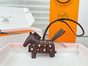 Hermes Rodeo Robeo Coeur Pony Bag Keychain Brown Gold - 5