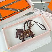 Hermes Rodeo Robeo Coeur Pony Bag Keychain Brown Gold - 2
