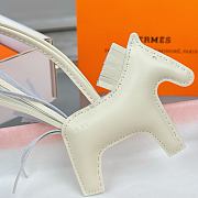 Hermes Rodeo Robeo Coeur Pony Bag Keychain White Silver - 6