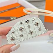 Hermes Rodeo Robeo Coeur Pony Bag Keychain White Silver - 2