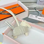 Hermes Rodeo Robeo Coeur Pony Bag Keychain White Gold - 6