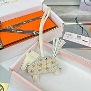 Hermes Rodeo Robeo Coeur Pony Bag Keychain White Gold - 5
