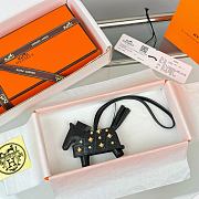 Hermes Rodeo Robeo Coeur Pony Bag Keychain Black Gold - 6