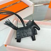 Hermes Rodeo Robeo Coeur Pony Bag Keychain Black Gold - 3