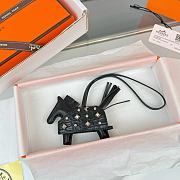 Hermes Rodeo Robeo Coeur Pony Bag Keychain Black Silver - 6