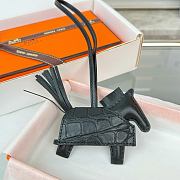 Hermes Rodeo Robeo Coeur Pony Bag Keychain Black Silver - 5