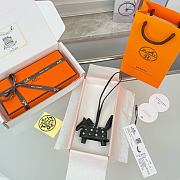 Hermes Rodeo Robeo Coeur Pony Bag Keychain Black Silver - 2