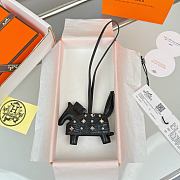 Hermes Rodeo Robeo Coeur Pony Bag Keychain Black Silver - 4
