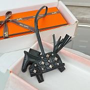 Hermes Rodeo Robeo Coeur Pony Bag Keychain Black Silver - 3