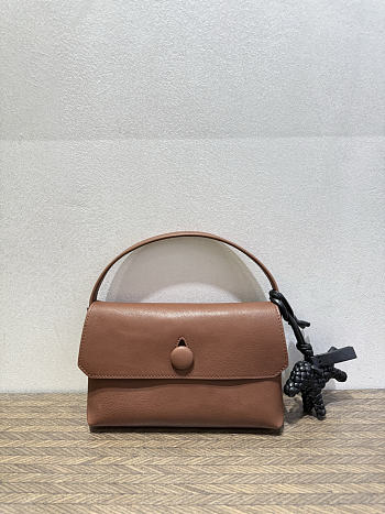 The Row Sally Leather Shoulder Bag Tan Brown