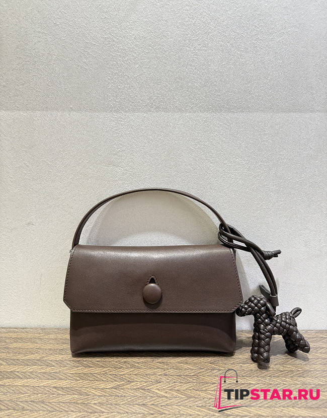 The Row Sally Leather Shoulder Bag Dark Brown - 1
