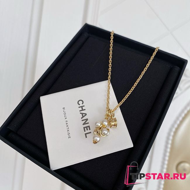 Chanel Fragrant Stacked Barbell Bead Double Pendant Necklace - 1