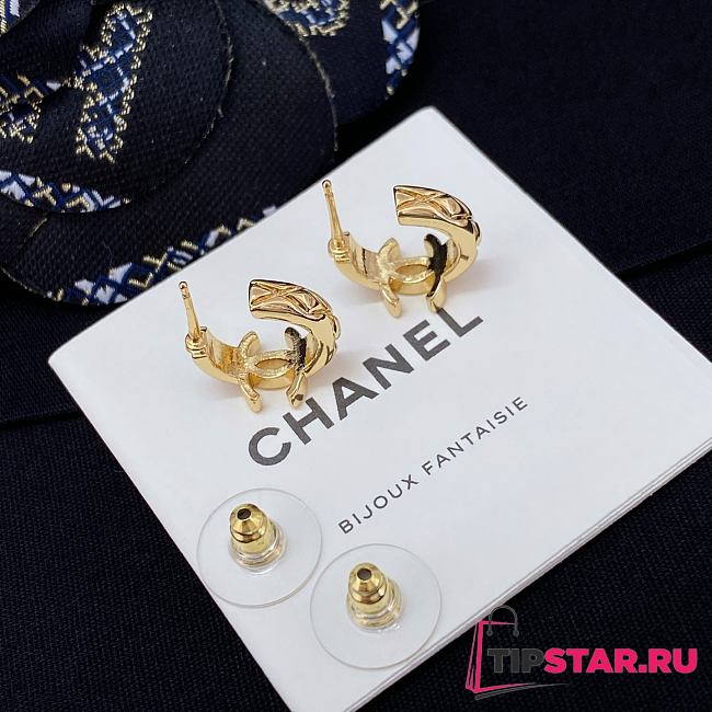 Chanel Fragrance Diamond Pattern Small Hoop Earrings - 1