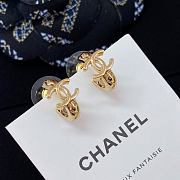 Chanel Fragrance Diamond Pattern Small Hoop Earrings - 6