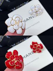 Chanel Black/White/Red Camellia Double C Earrings - 6