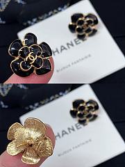 Chanel Black/White/Red Camellia Double C Earrings - 5