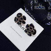 Chanel Black/White/Red Camellia Double C Earrings - 4