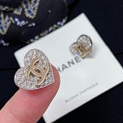 Chanel Full Diamond Heart Double C Earrings - 5