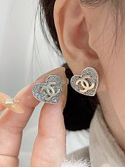 Chanel Full Diamond Heart Double C Earrings - 4