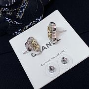 Chanel Full Diamond Heart Double C Earrings - 2