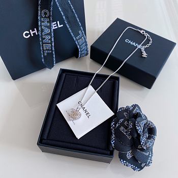 Chanel Full Diamond Heart Double C Necklace