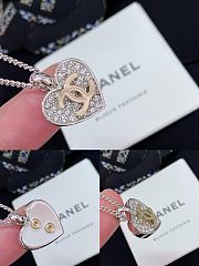 Chanel Full Diamond Heart Double C Necklace - 5