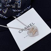 Chanel Full Diamond Heart Double C Necklace - 2