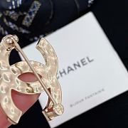 Chanel Blue denim and rhinestone double C brooch - 3