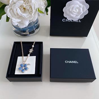 Chanel Fragrant Faux Denim Floral Double C Necklace