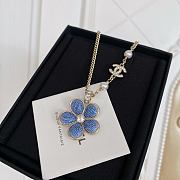 Chanel Fragrant Faux Denim Floral Double C Necklace - 5