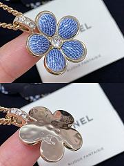 Chanel Fragrant Faux Denim Floral Double C Necklace - 3