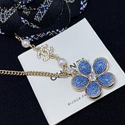 Chanel Fragrant Faux Denim Floral Double C Necklace - 4