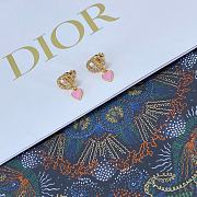 Dior Full Diamond CD Pink Heart Earrings - 1