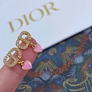 Dior Full Diamond CD Pink Heart Earrings - 4