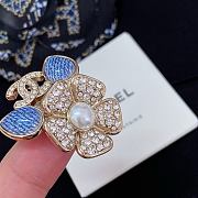 Chanel Fragrant Faux Denim Floral Double C Ring - 5