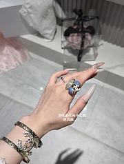 Chanel Fragrant Faux Denim Floral Double C Ring - 6